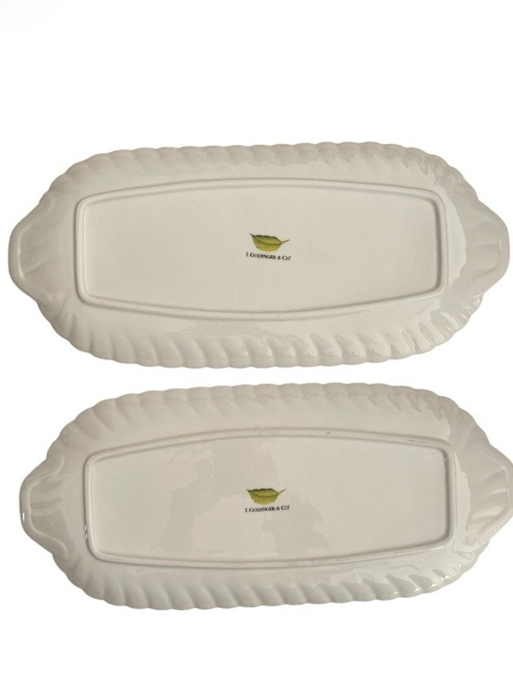 Set Of 2 Godinger & Co. Jardin. Large Sandwich Trays / oval serving platters - Picture 2 of 12